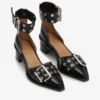 Black Chunky Buckle Open Cut Pumps