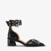 Black Chunky Buckle Open Cut Pumps