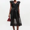 Black Organza Ruched Dress