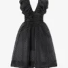 Black Organza Ruched Dress