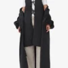 Black Tech Seersucker Oversized Shell Coat
