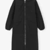 Black Tech Seersucker Oversized Shell Coat