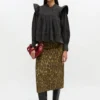 Black Washed Frill Blouse