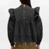 Black Washed Frill Blouse