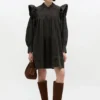 Black Washed Mini Shirt Dress