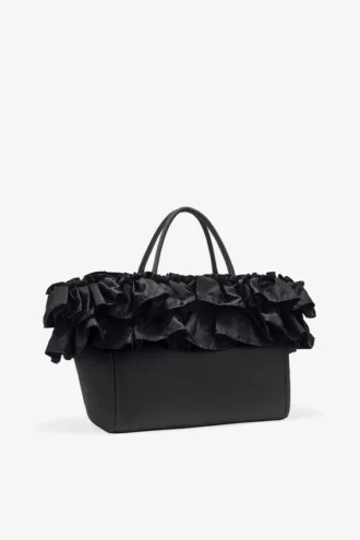 Black XXL Ruffle Tote
