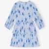 Blue Pleated Georgette Flounce Smock Mini Dress