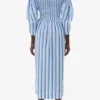 Blue Striped Cotton Smock Long Dress