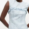 Blue Textured Cloque Corset Mini Dress