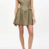Brown Flock Suiting Corset Mini Dress