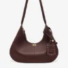 Brown Grained Medium Hobo Bag