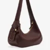 Brown Grained Medium Hobo Bag