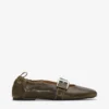 Buckle Strap Ballerinas in Dark-Olive