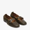 Buckle Strap Ballerinas in Dark-Olive