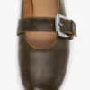 Buckle Strap Ballerinas in Dark-Olive