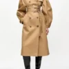 Camel Bonded Cotton Trench Coat