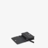 Card Holder With Flap in Grained Black