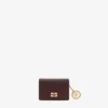 Card Holder With Flap in Grained Brown