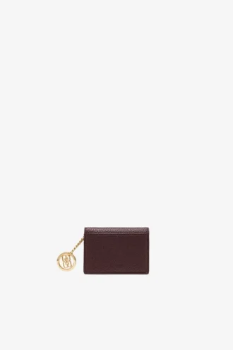 Card Holder With Flap in Grained Brown