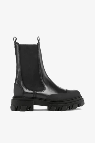 Cleated Mid Chelsea Boots in Black
