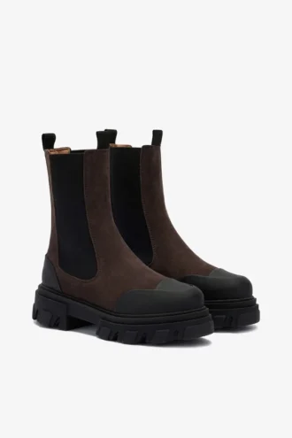 Cleated Mid Chelsea Boots in Brown