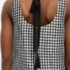 Crinkled Check Long Dress