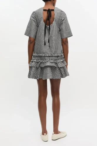 Crinkled Check Mini Dress
