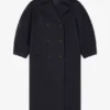 Dark Blue Wool Oversized Long Peacoat