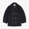 Dark Blue Wool Oversized Midi Peacoat