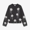 Dark Grey Flower Crochet Sweater