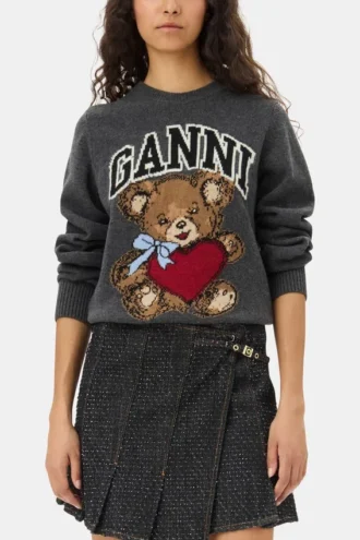 Dark Grey Graphic Bear Sweater