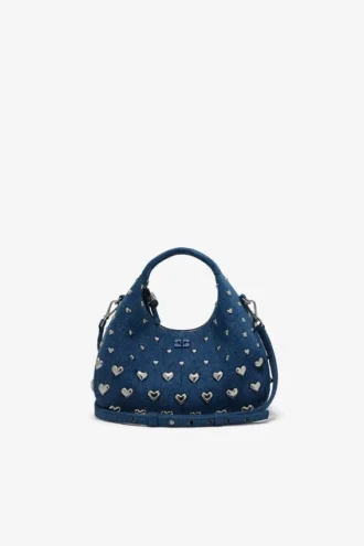 Denim Stud Mini Hobo Bag
