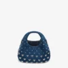 Denim Stud Mini Hobo Bag
