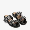 Feminine Buckle Two-Strap Sandals in Black