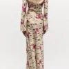 Floral Satin Maxi Dress
