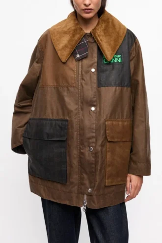 GANNI x Barbour Waxed Duffle Coat