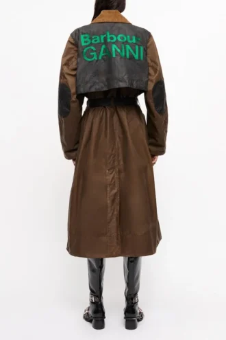 GANNI x Barbour Waxed Trench Coat