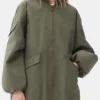 Green Tech Seersucker Oversized Shell Coat