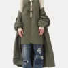 Green Tech Seersucker Oversized Shell Coat