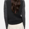 Grey and Black Cashmere Mix Tie String Cardigan