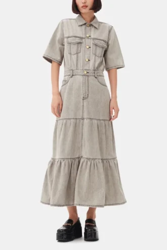 Grey Future Long Denim Dress