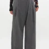 Grey Stripe Cross-over Pants
