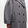 Grey Wool Oversized Long Peacoat
