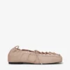 Lace-Up Ballerinas in Beige