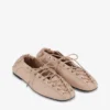 Lace-Up Ballerinas in Beige