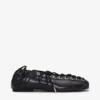 Lace-Up Ballerinas in Black Oleatex