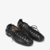 Lace-Up Ballerinas in Black Oleatex