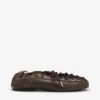 Lace-Up Ballerinas in Dark-Olive Oleatex
