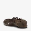 Lace-Up Ballerinas in Dark-Olive Oleatex