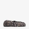 Lace-Up Ballerinas in Leopard Printed Denim